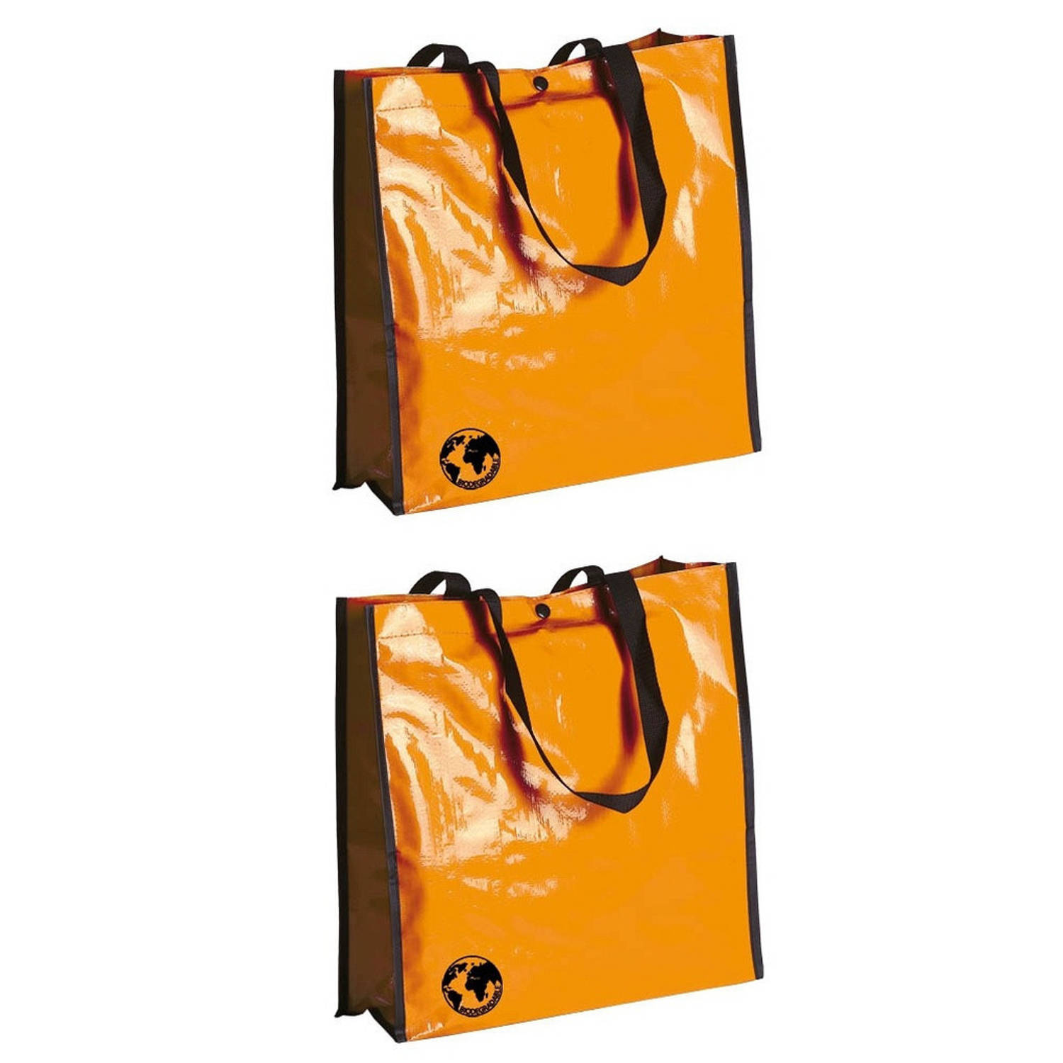 Hulpeloosheid Hertogin Decoderen 2x stuks eco shopper boodschappen opberg tassen oranje 38 x 38 cm -  Shoppers | Blokker