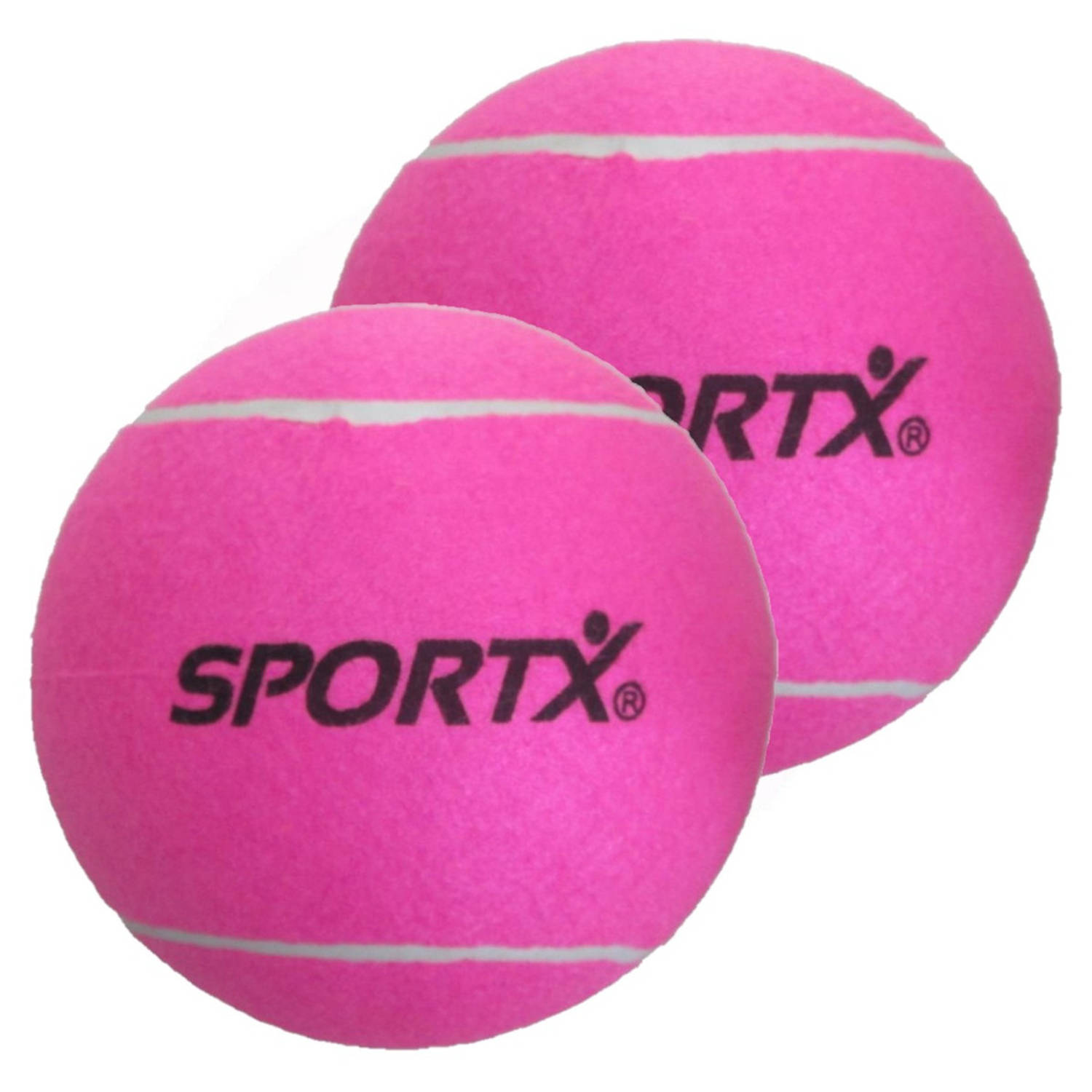 2x Stuks Grote Roze Tennisballen Sportx 22 Cm Buitenspeelgoed Speelgoed Voor Kinderen