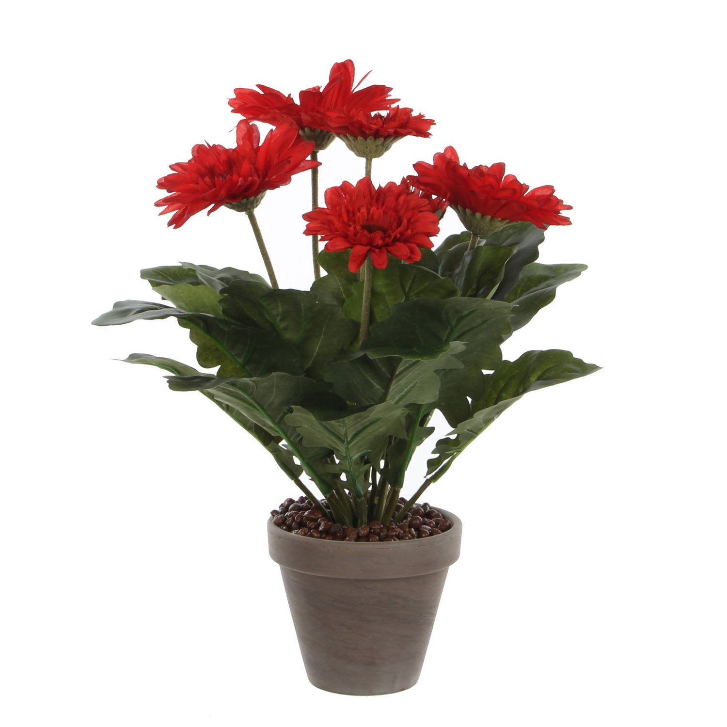 Mica Decorations Gerbera Kunstplant in Bloempot Stan - H35 x Ø30 cm - Rood