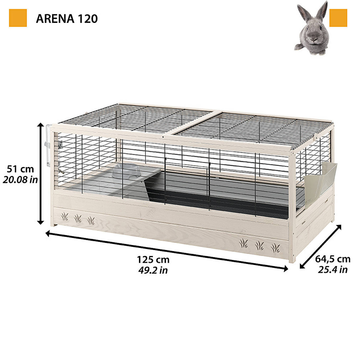 Ferplast konijnenhok Arena 120 hout 125 64,5 cm naturel/grijs |