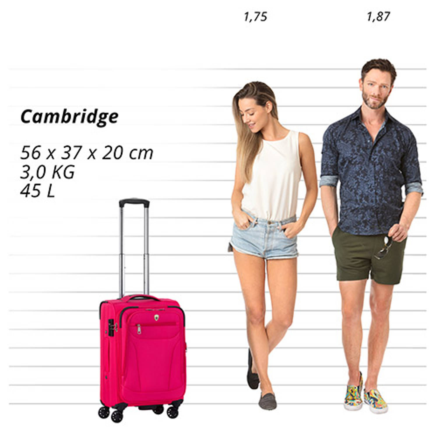 evenaar Monica lokaal Cambridge 365 XL Handbagage Koffer - 56cm met TSA-slot – Expander –  Voorvakken - Roze | Blokker