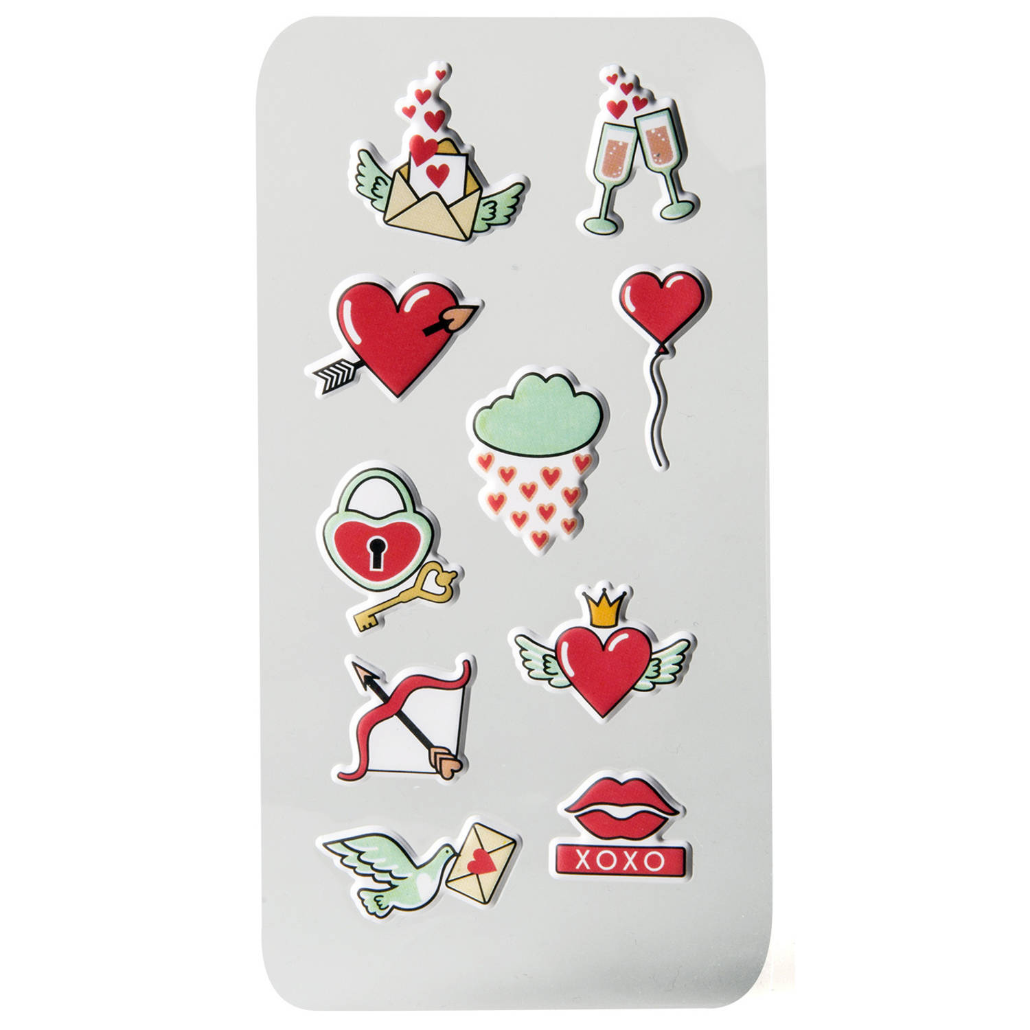 Celly 3D-stickers elektronica Hearts 10 stuks