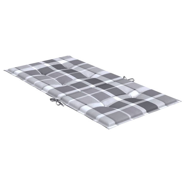 vidaXL Tuinstoelkussens 2 st 100x50x3 cm oxford stof ruitpatroon grijs