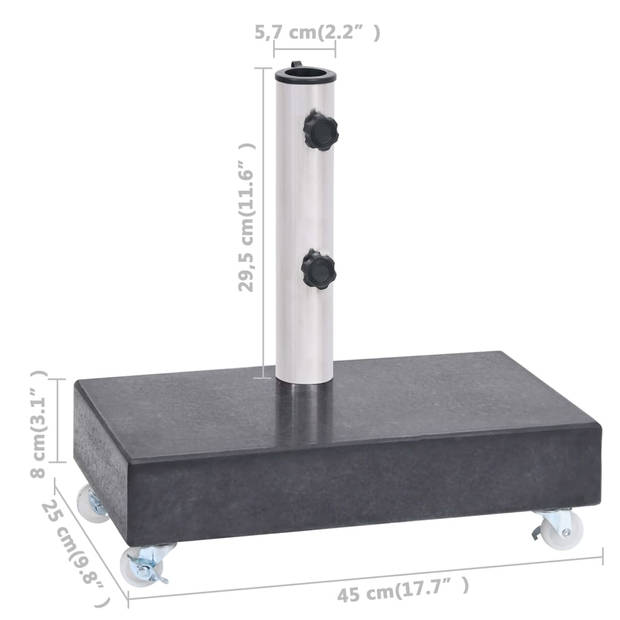 vidaXL Parasolvoet 45x25x8 cm graniet zwart