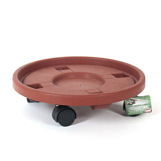 Kunststof planten trolley/multiroller rond bruin 39 cm - Planten onderzetter