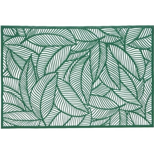 2x Placemat/onderzetter groen 30 x 45 cm bladeren motief - Placemats