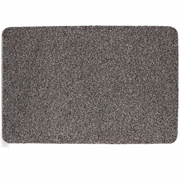 Anti slip deurmat/schoonloopmat pvc grijs extra absorberend 60 x 40 cm voor binnen - Deurmatten
