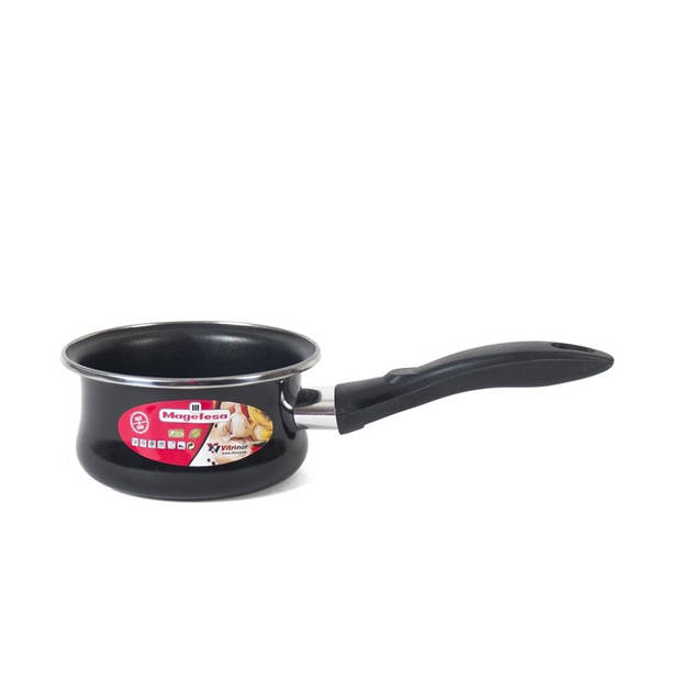 Steelpan/sauspan zwart anti aanbaklaag 14 cm - Steelpannen