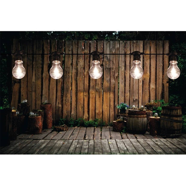 Buiten feestverlichting lichtsnoer warm witte lampbolletjes 10 meter - Lichtsnoer voor buiten