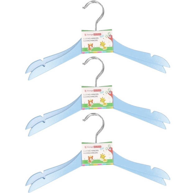 Blauwe kinder kleerhangers van hout 12x stuks - Kledinghangers