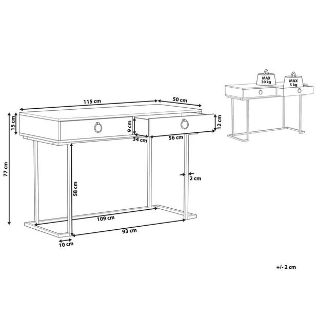 Beliani WESTPORT - Kaptafel-Zwart-MDF, IJzer