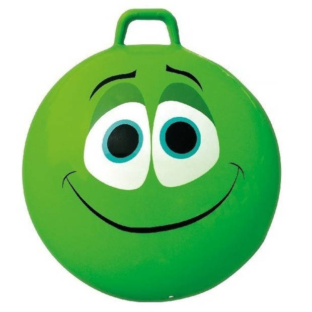 2x stuks speelgoed Skippyballen met funny faces gezicht geel en groen 65 cm - Skippyballen