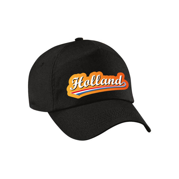 Holland supporter cap / pet zwart voor kinderen - EK / WK / Koningsdag - Verkleedhoofddeksels