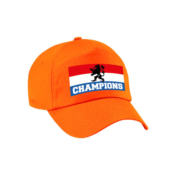 Nederland fan pet / cap Champions met Nederlandse vlag en leeuw - EK / WK - voor volwassenen - Verkleedhoofddeksels