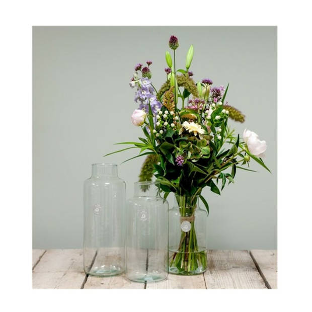 Floran Bloemenvaas Bela Arte - 2x - transparant glas - D15 x H25 cm - melkbus vaas met smalle hals - Vazen