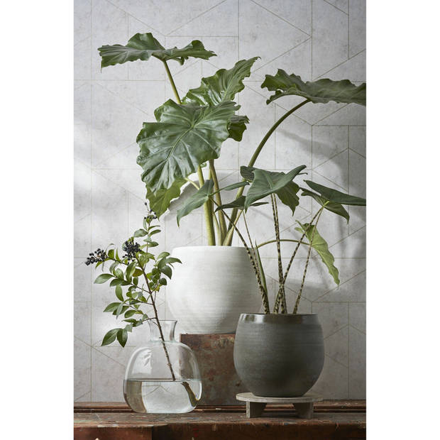 Mica Decorations Bloempot - creme wit - keramiek - 18 x 15 cm - Plantenpotten