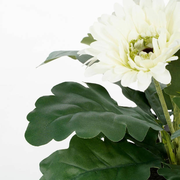 Gerbera kunstplant wit in keramiek pot H35 cm - Kunstplanten