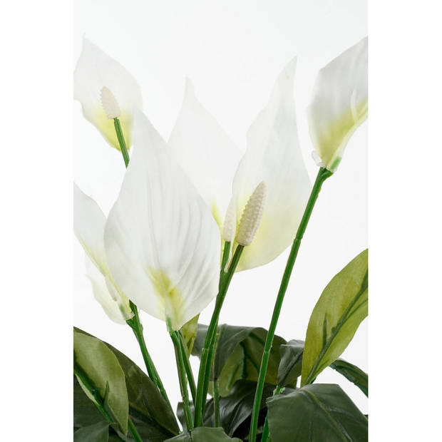 Spathiphyllum lepelplant kunstplant wit in keramieken pot H50 x D40 cm - Kunstplanten