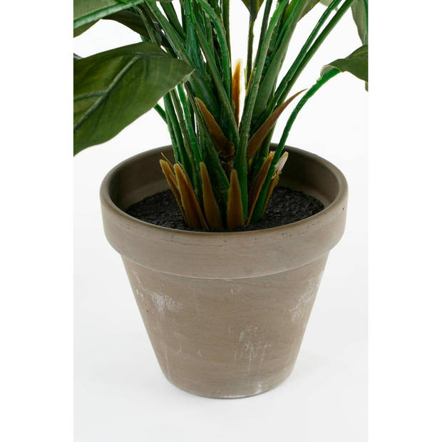 Spathiphyllum lepelplant kunstplant wit in keramieken pot H50 x D40 cm - Kunstplanten