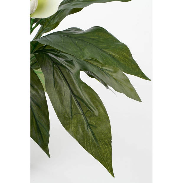 Spathiphyllum lepelplant kunstplant wit in keramieken pot H50 x D40 cm - Kunstplanten