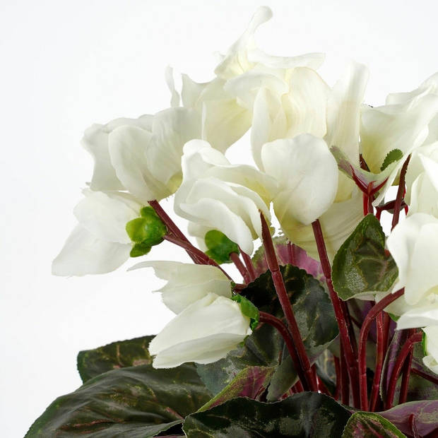 Cyclaam kunstplant wit in keramieken pot H30 x D30 cm - Kunstplanten
