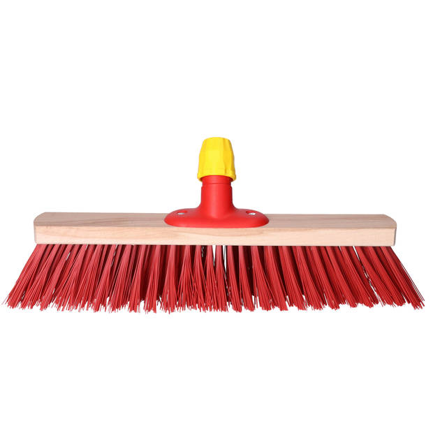 Buemag Bezemkop - elaston - rood - hout - hard - 40 cm - straatbezem/buitenbezem - Bezem