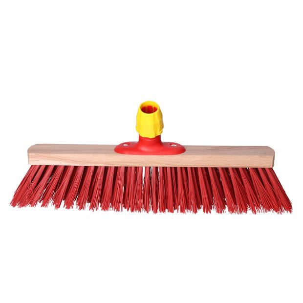 Buemag Bezemkop - elaston - rood - hout - hard - 40 cm - straatbezem/buitenbezem - Bezem