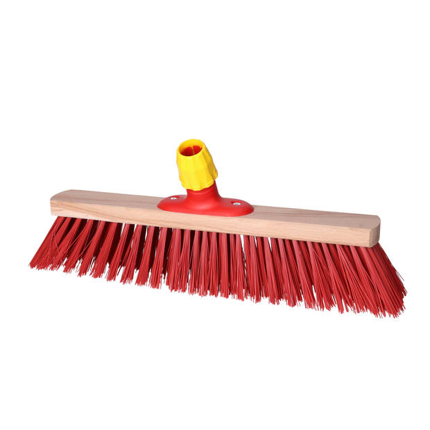 Buemag Bezemkop - elaston - rood - hout - hard - 40 cm - straatbezem/buitenbezem - Bezem