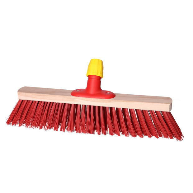 Buemag Bezemkop - elaston - rood - hout - hard - 40 cm - straatbezem/buitenbezem - Bezem