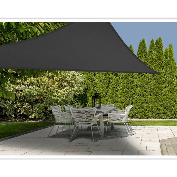 Schaduwdoek/zonnescherm driehoek grijs 3,6 meter inclusief ophangaccessoires - Schaduwdoeken