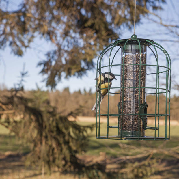 Metalen vogel voedersilo/voederkooi 26 cm - Mussen/Mezen kleine vogeltjes - Winter voeder huisjes