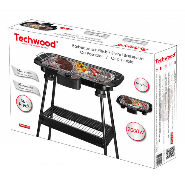 Techwood elektrische barbecue op statief - tafelbarbecue 2-in-1