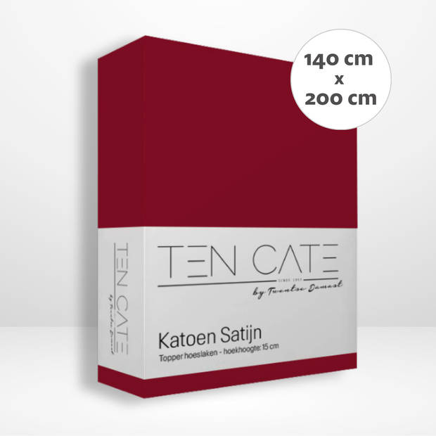 Ten Cate Katoensatijnen Topper Hoeslaken - 140x200 - Rood