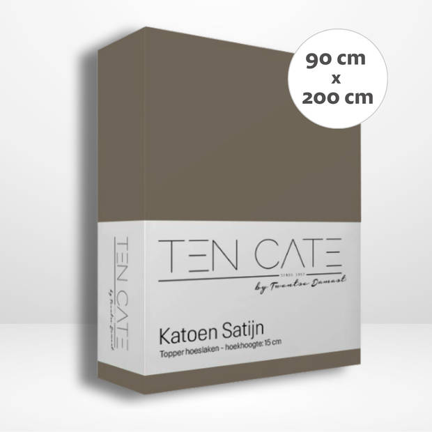 Ten Cate Katoensatijnen Topper Hoeslaken - 90x200 - Taupe