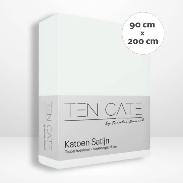 Ten Cate Katoensatijnen Topper Hoeslaken - 90x200 - Wit