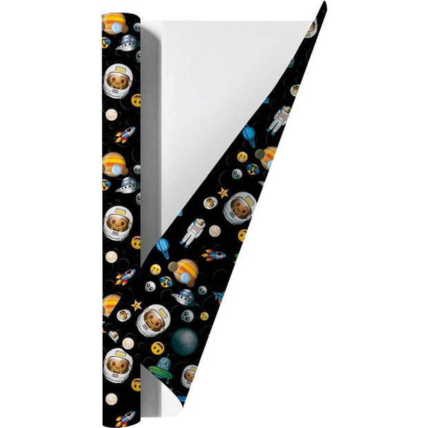 Emoji Space kaftpapier voor schoolboeken - 200 x 70 cm - 6 rollen