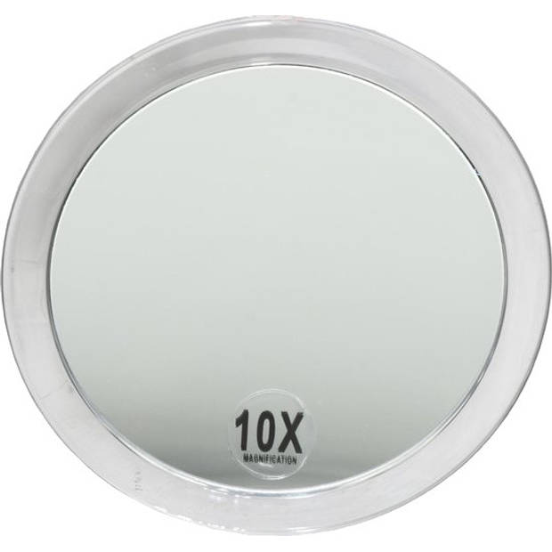 Fantasia spiegel 10x zuignap 15 cm acryl/glas transparant/zilver
