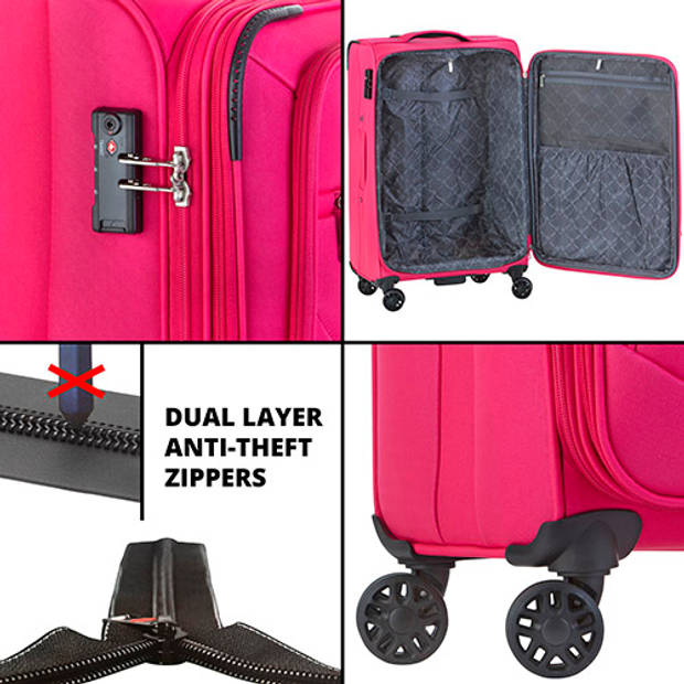 Cambridge 365 XL Middenmaat Reiskoffer - 72cm met TSA-slot – Expander - Voorvakken - Roze