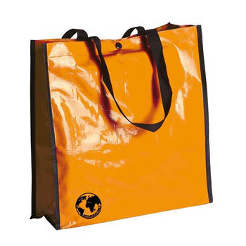 Shopper boodschappen opberg tas oranje 38 x 38 cm - Shoppers