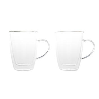 Set van 2x dubbelwandige koffie/thee glazen 250 ml - transparant - Koffie- en theeglazen