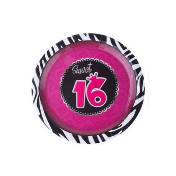 Funny Fashion Sweet 16 feest thema party bordjes - 8x stuks - dia 23 cm - Karton - verjaardag - Feestbordjes