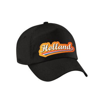Holland supporter cap / pet zwart voor kinderen - EK / WK / Koningsdag - Verkleedhoofddeksels