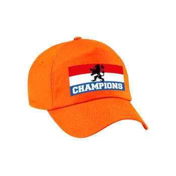 Nederland fan pet / cap Champions met Nederlandse vlag en leeuw - EK / WK - voor volwassenen - Verkleedhoofddeksels