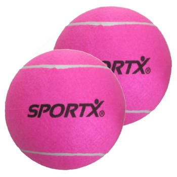 2x stuks grote roze tennisballen Sportx 22 cm - Tennisballen