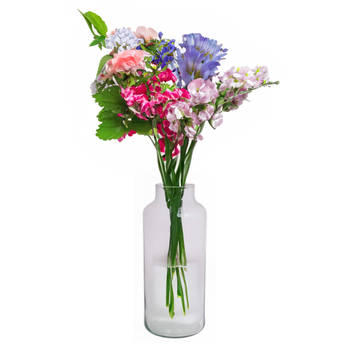 Floran Bloemenvaas Bela Arte - transparant glas - D15 x H35 cm - melkbus vaas met smalle hals - Vazen