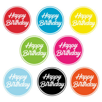 80x stuks gekleurde Happy Birthday thema bierviltjes/onderzetters - Bierfiltjes