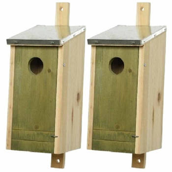 Set van 2 lichtgroene vogelhuisjes voor kleine vogels 26 cm - Vogelhuisjes