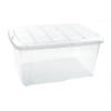 1x Opslagbakken/organizers met deksel 60 liter 63 x 46 x 32 transparant/wit - Opbergbox