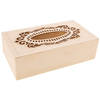 Tissuedoos/tissuebox rechthoekig van hout met sierlijk design 26 x 14 cm naturel - Tissuehouders