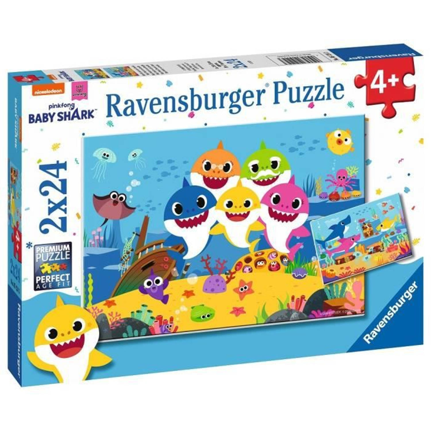 Ravensburger puzzel Baby Shark en zijn familie - 2 x 24 stukjes - kinderpuzzel
